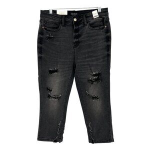 Judy Blue High Waist Distressed Black Skinny Fit Capri Jeans Size 30 NWT
